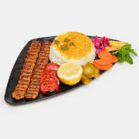 چلو کباب کوبیده گوسفندی (دو سیخ)