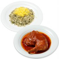 باقالی پلو با مرغ ران