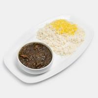 چلو خورشت قورمه سبزی (۲۵۰ گرم خورشت)