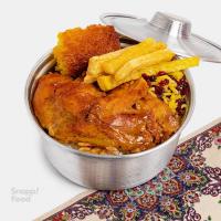 زرشک پلو با مرغ سرخ شده