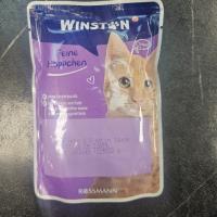 پوچ گربه وینستون با طعم مرغ و گوشت گاو در سس