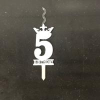 شمع تولد عدد 5 نقره ای