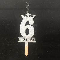 شمع تولد عدد 6 نقره ای