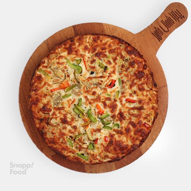 پیتزا قارچ و فلفل آمریکایی (یک نفره)