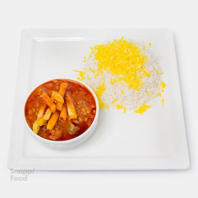 چلو خورشت قیمه سیب زمینی