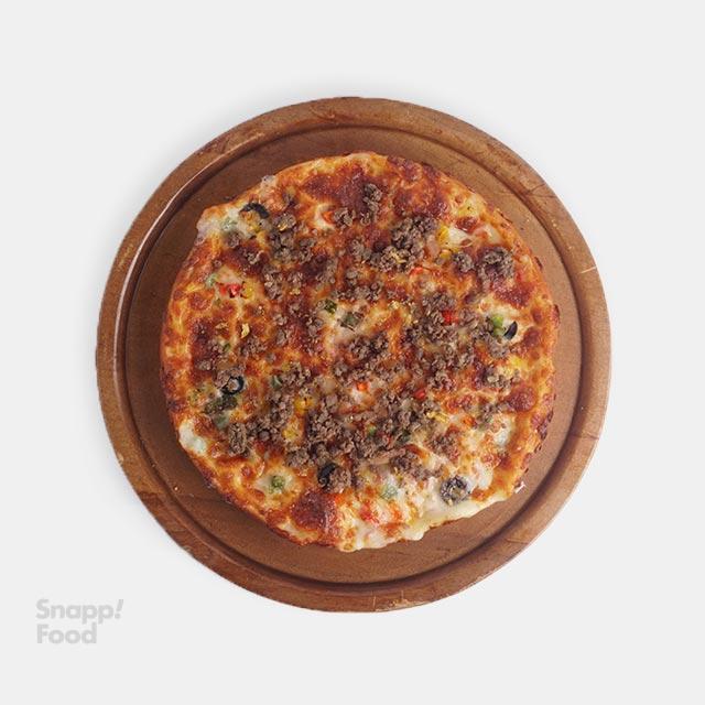 پیتزا گوشت و قارچ آمریکایی (یک نفره)