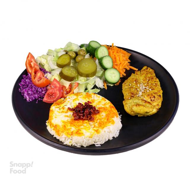 کته سینه رژیمی ۲۰۰ گرم سینه مرغ و ۲۵۰ گرم برنج