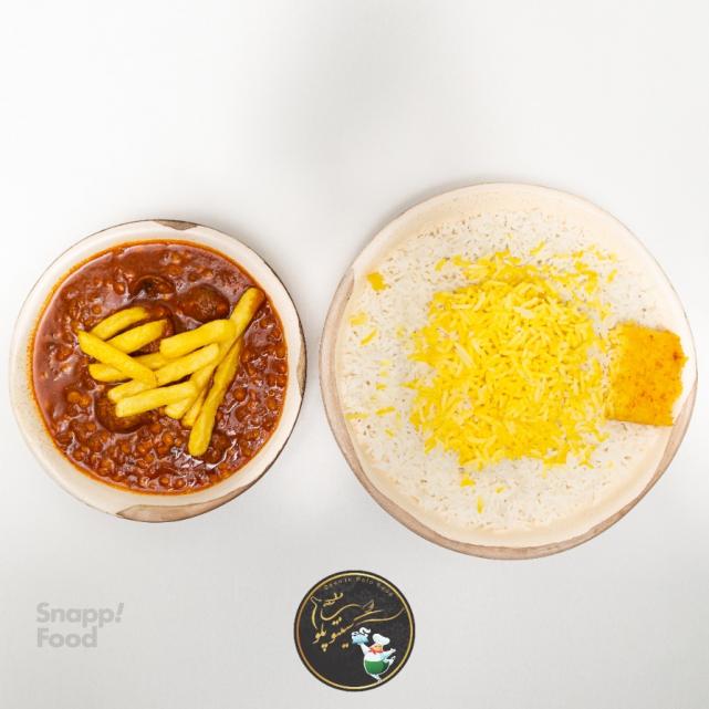 چلو خورشت قیمه سیب زمینی اقتصادی