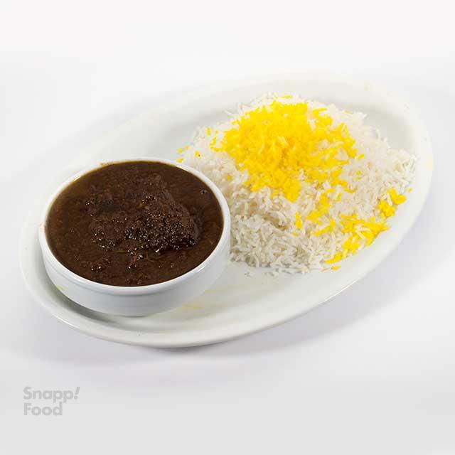 چلو خورشت فسنجان با مرغ